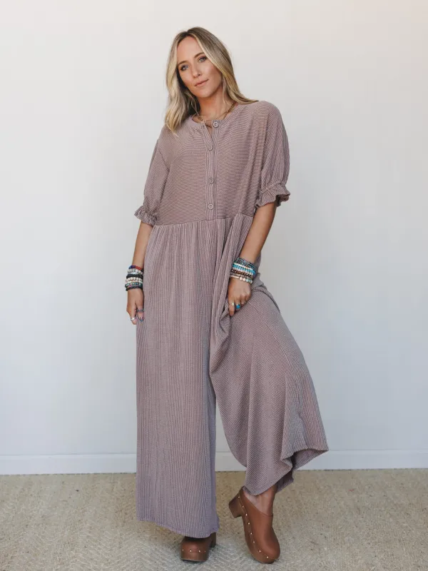 The Nest Sweet Stroll Wide Leg Jumpsuit - Acorn made by Three Bird Nest