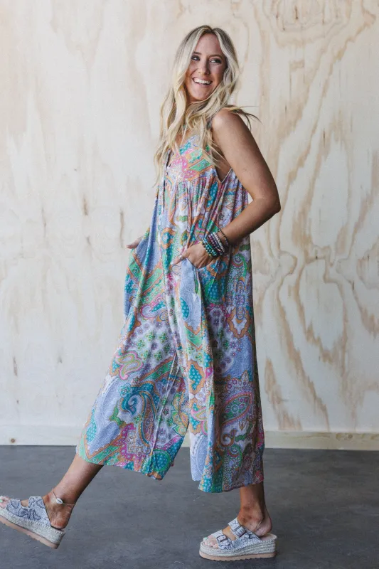 Leona Paisley Print Jumpsuit - Lime - Pre Order made by easel