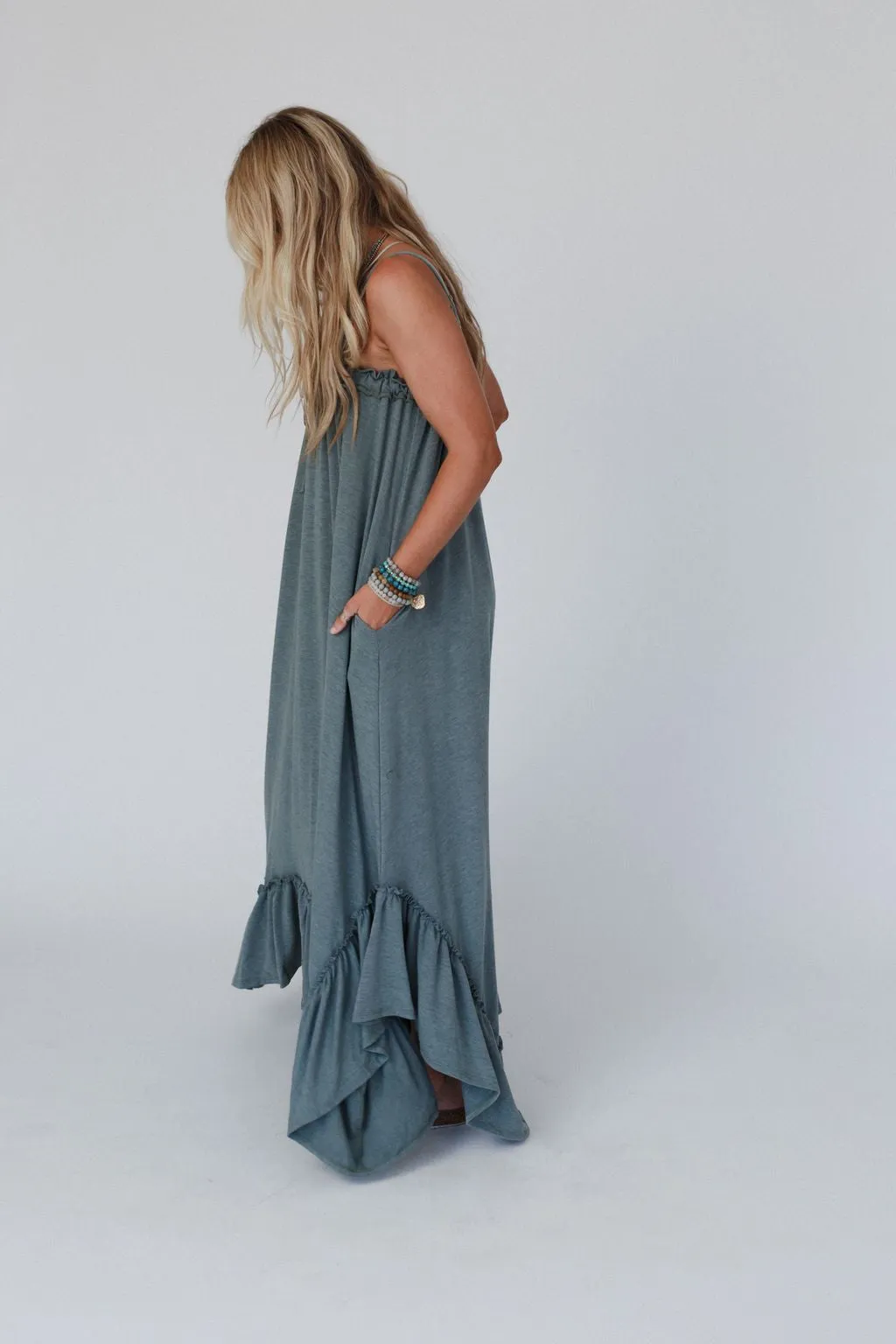 The Nest Heavenly Glow Maxi Dress - Olive sold by Three Bird Nest product image thumbnail 3