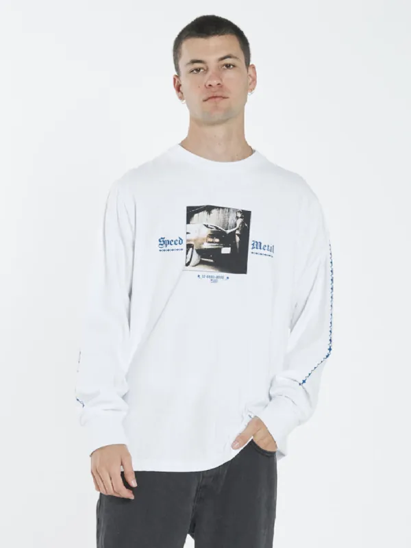 Speed Metal Merch Fit Long Sleeve Tee - White sold by Thrills