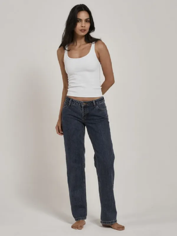 Saskia Low Rise Straight Jean - Worn In Blue sold by Thrills