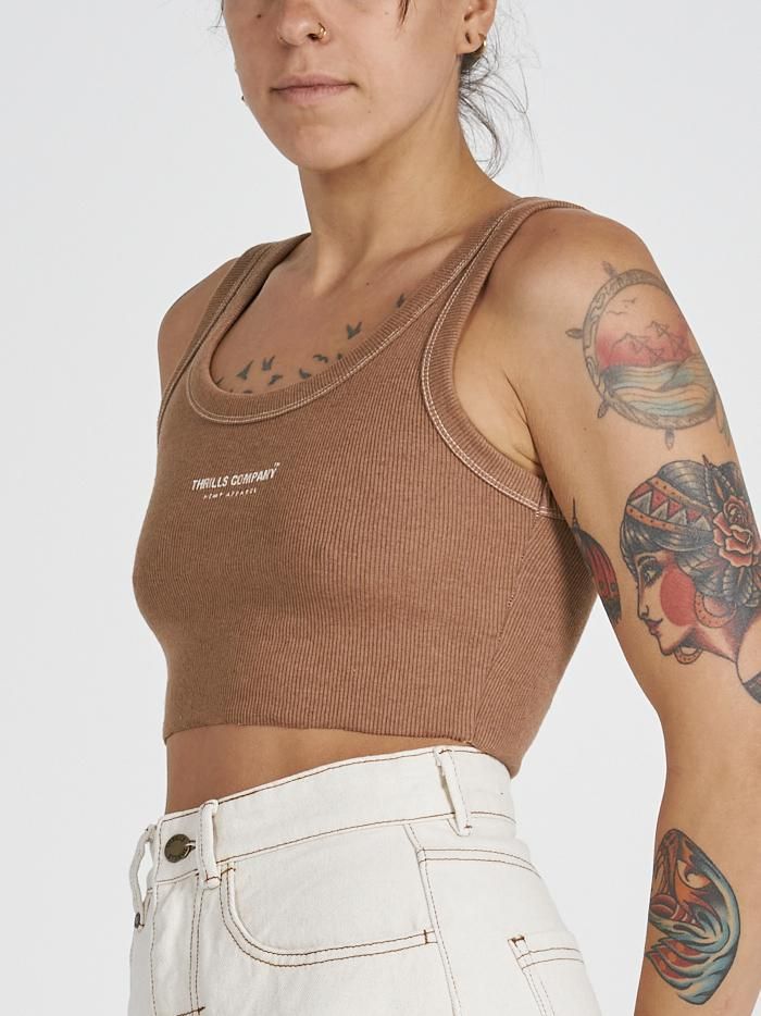 Hemp Thrills Company Retro Crop Tank - Almond Marle sold by Thrills product image thumbnail 3