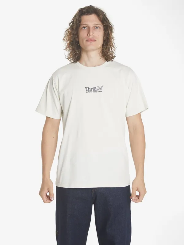 Thrills Workwear Embro Merch Fit Tee - Heritage White sold by Thrills