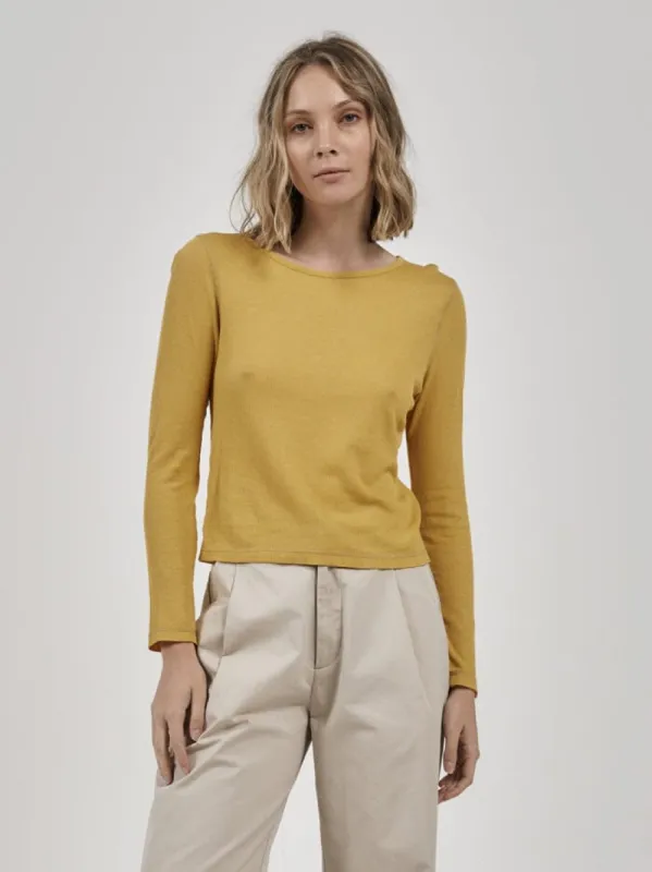 Hemp Paper Rib LS Mini Tee - Mineral Yellow sold by Thrills