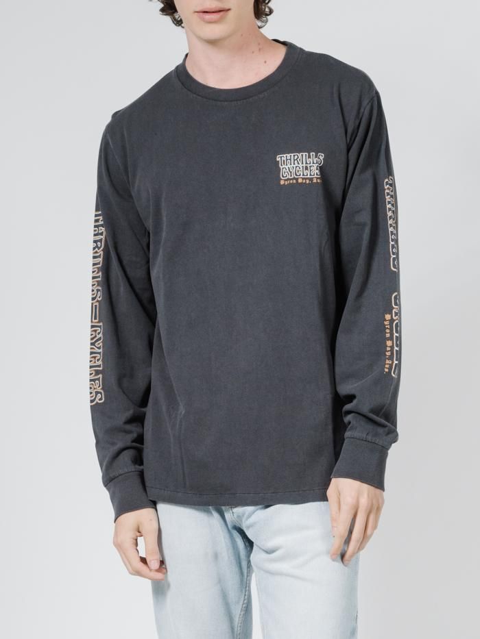 Thrills Cycles Merch Fit Long Sleeve Tee - Heritage Black sold by Thrills