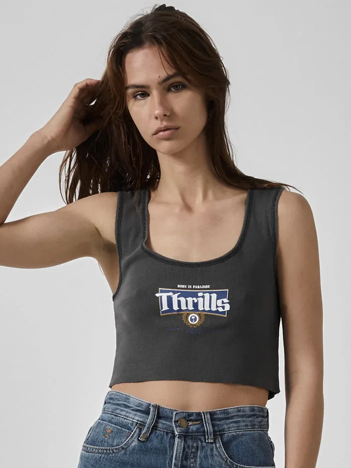 King Of Thrills Crop Rib Singlet - Merch Black sold by Thrills