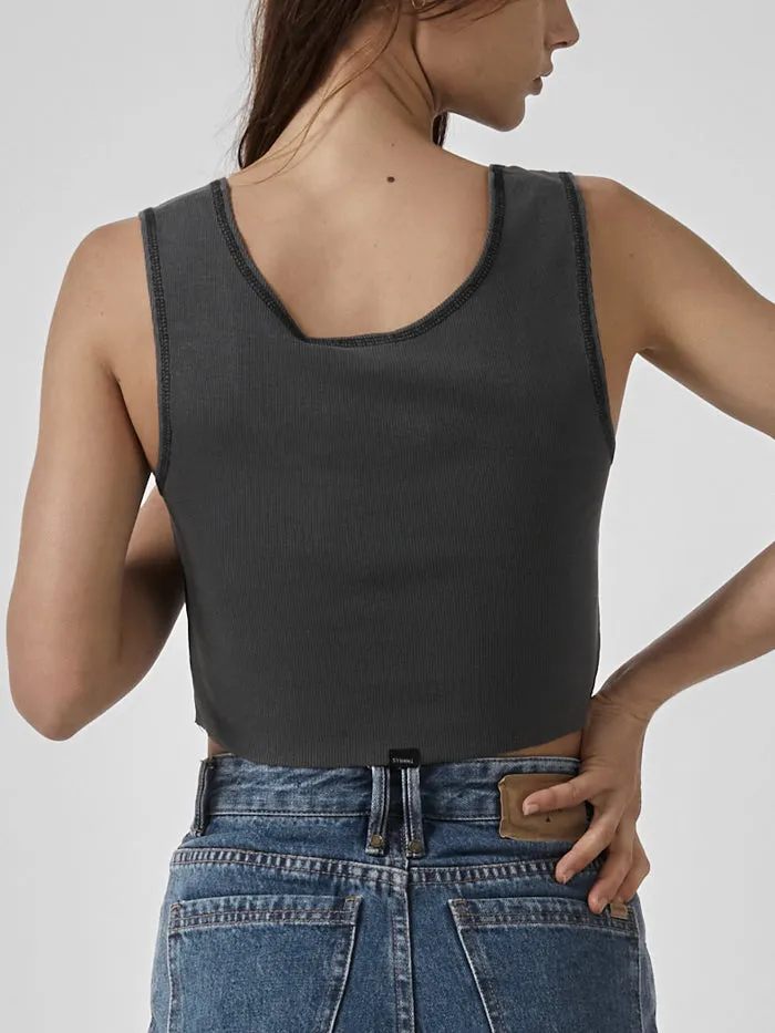 King Of Thrills Crop Rib Singlet - Merch Black sold by Thrills product image thumbnail 2