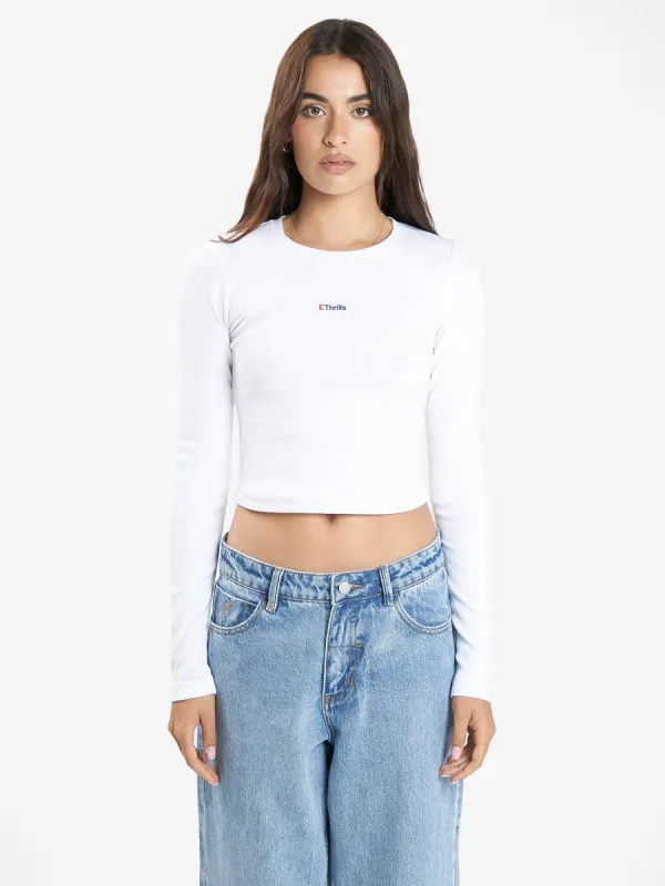 United Front Badge Long Sleeve Curve Tee - White sold by Thrills