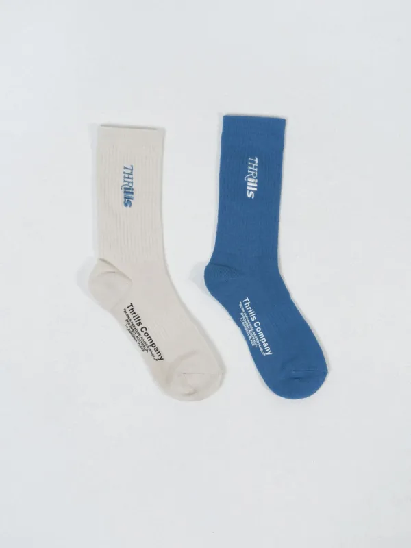 Split Decision 2 Pack Socks - Heritage White-Alure Blue sold by Thrills