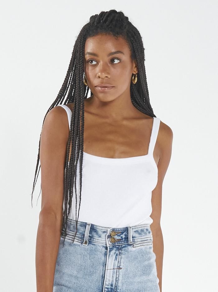 Shonna Rib Singlet - White sold by Thrills