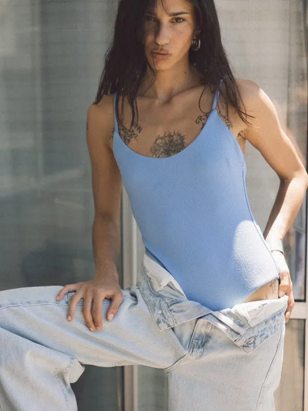 Adira Classic V-Neck One Piece - Postal Blue sold by Thrills