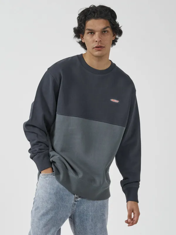 Knowledge Oversize Panel Crew Fleece - Total Eclipse sold by Thrills