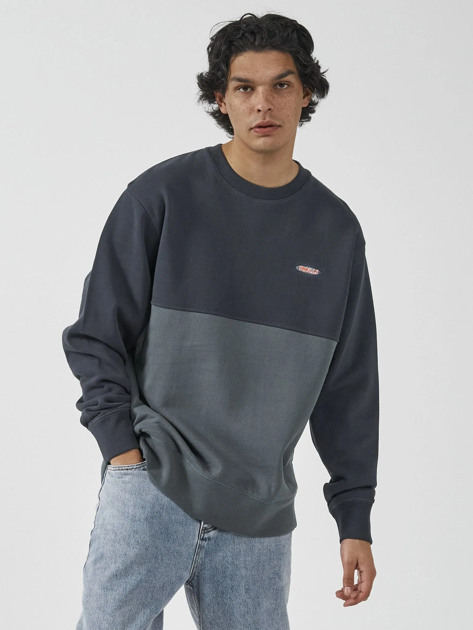 Knowledge Oversize Panel Crew Fleece - Total Eclipse sold by Thrills