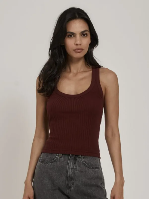 Ribbed Plunge Tank - Ruby Wine sold by Thrills