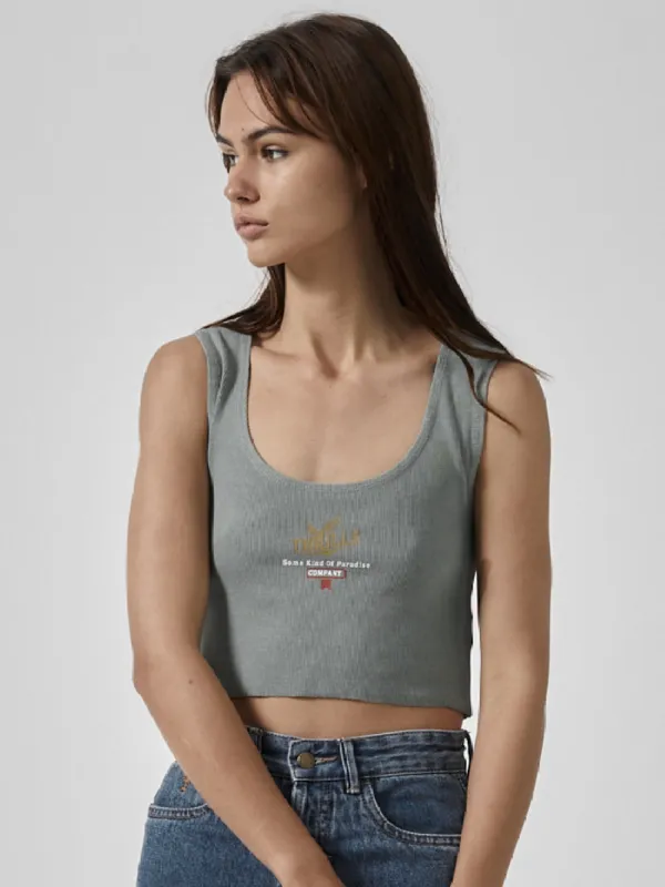 Golden Paradise Crop Rib Singlet  - Sea Glass sold by Thrills