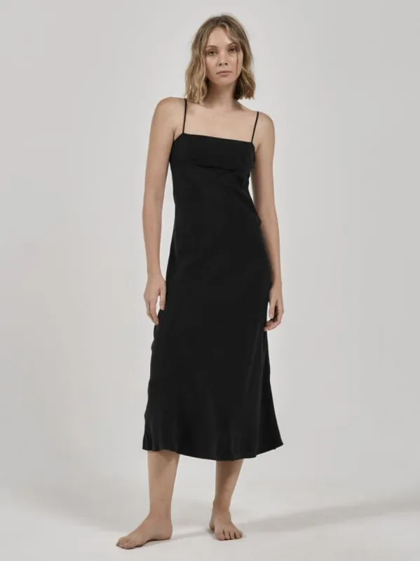 Inez Mid Length Slip Dress - Antique Black sold by Thrills