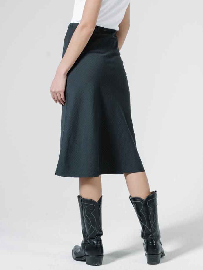 Windowpane Bias Skirt - Washed Black sold by Thrills product image thumbnail 2