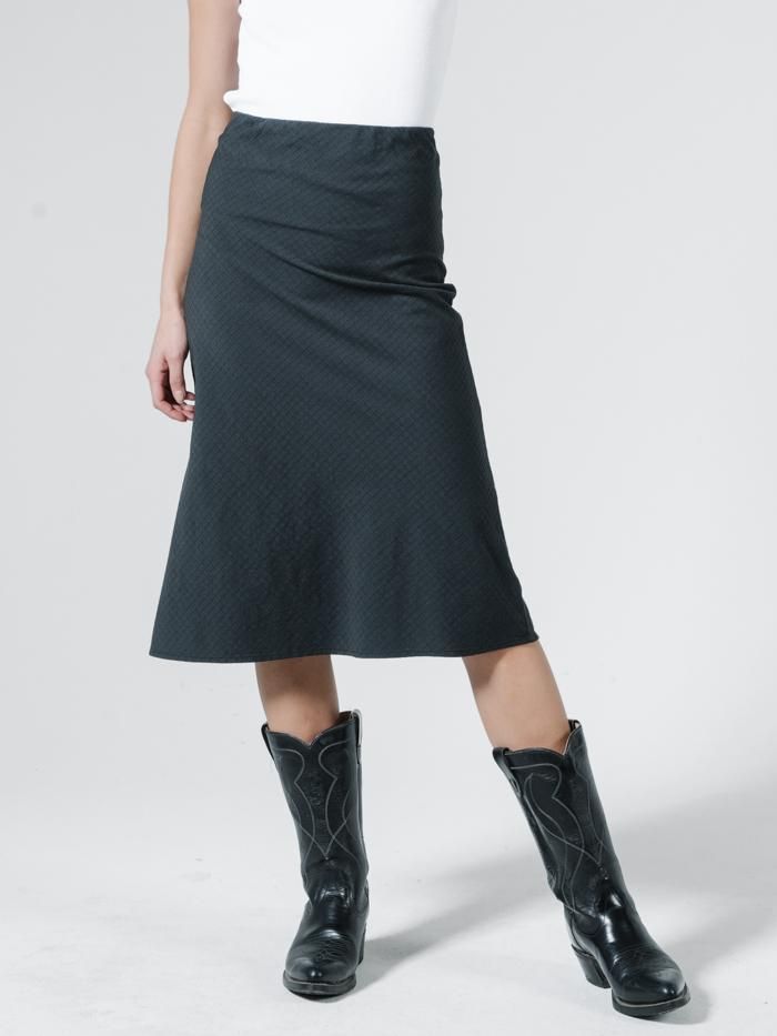 Windowpane Bias Skirt - Washed Black sold by Thrills