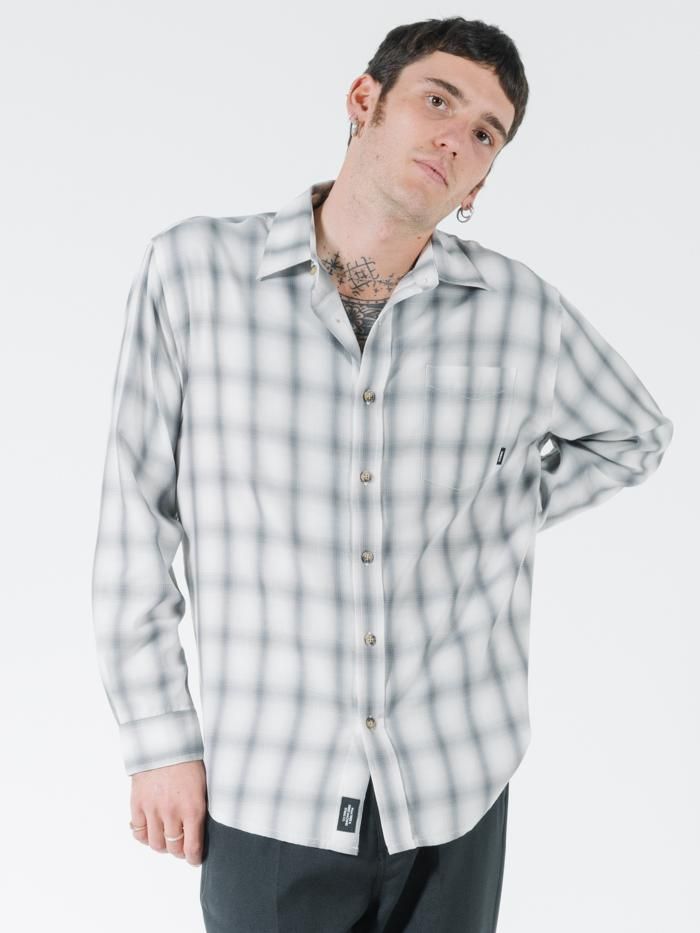 Shadows Oversize Long Sleeve Shirt - Faded Grey sold by Thrills