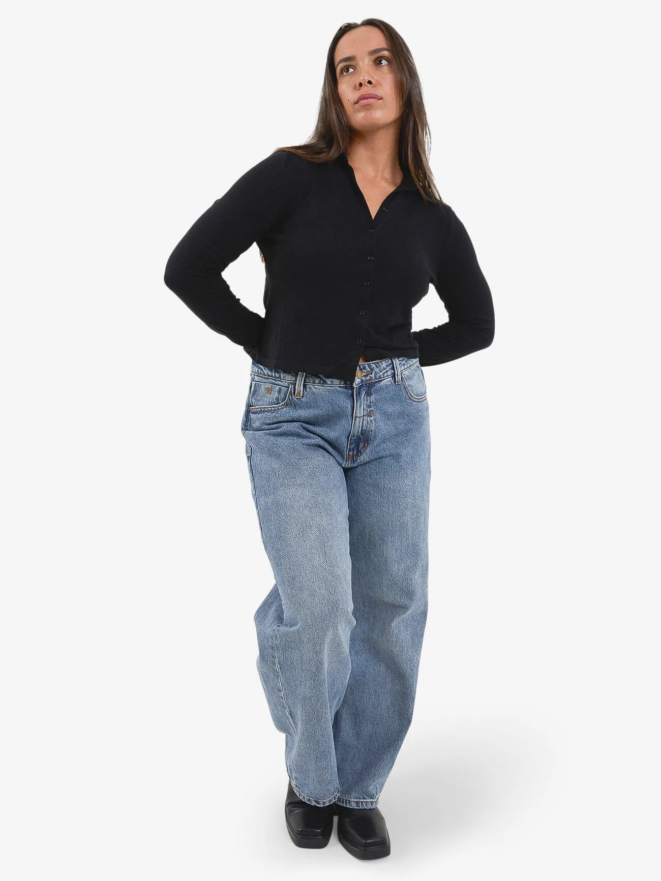 Hemp Collared Long Sleeve - Black sold by Thrills product image thumbnail 4