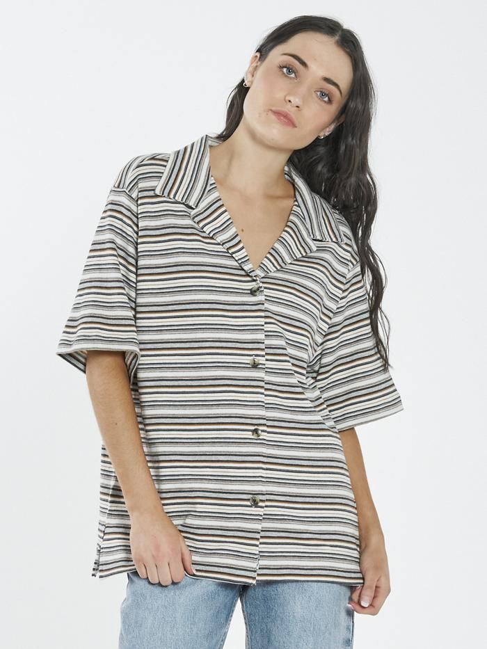 Indie Stripe Bowling Shirt - Heritage White sold by Thrills product image thumbnail 5