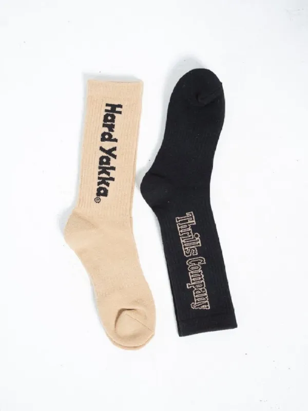 Hard Yakka x Thrills Double Double Sock 2 Pack - Yakka Tan - Black sold by Thrills