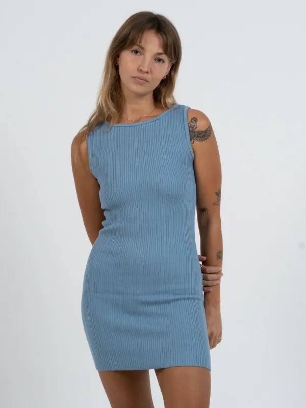 Split Decision Knit Dress - Postal Blue sold by Thrills