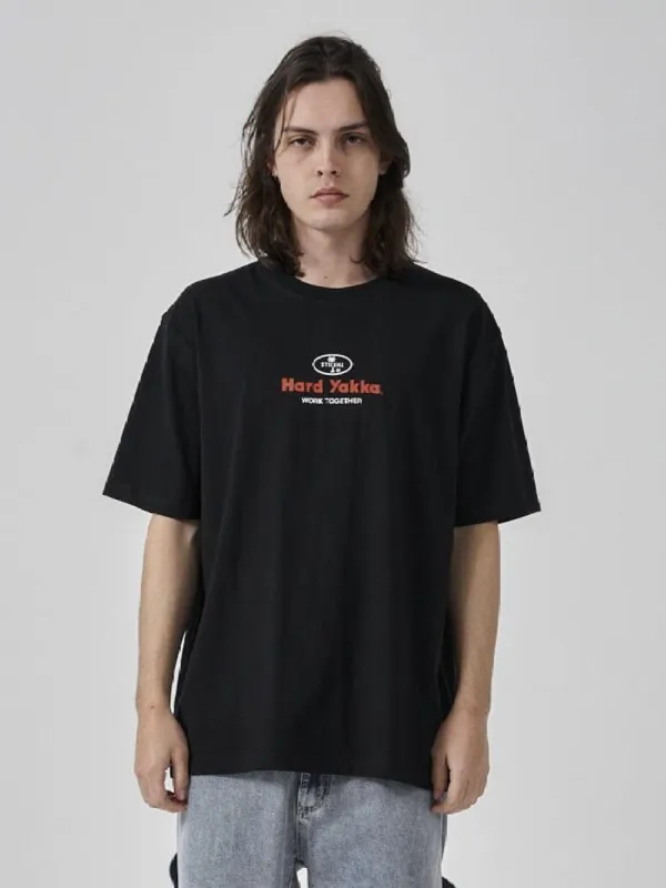 Hard Yakka x Thrills Union Oversize Fit Tee - Black sold by Thrills