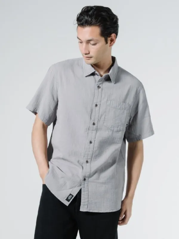 Dril Short Sleeve Shirt - Washed Grey sold by Thrills