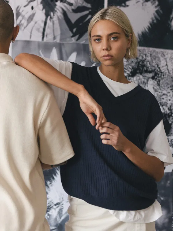 Endless Knit Vest - Station Navy sold by Thrills