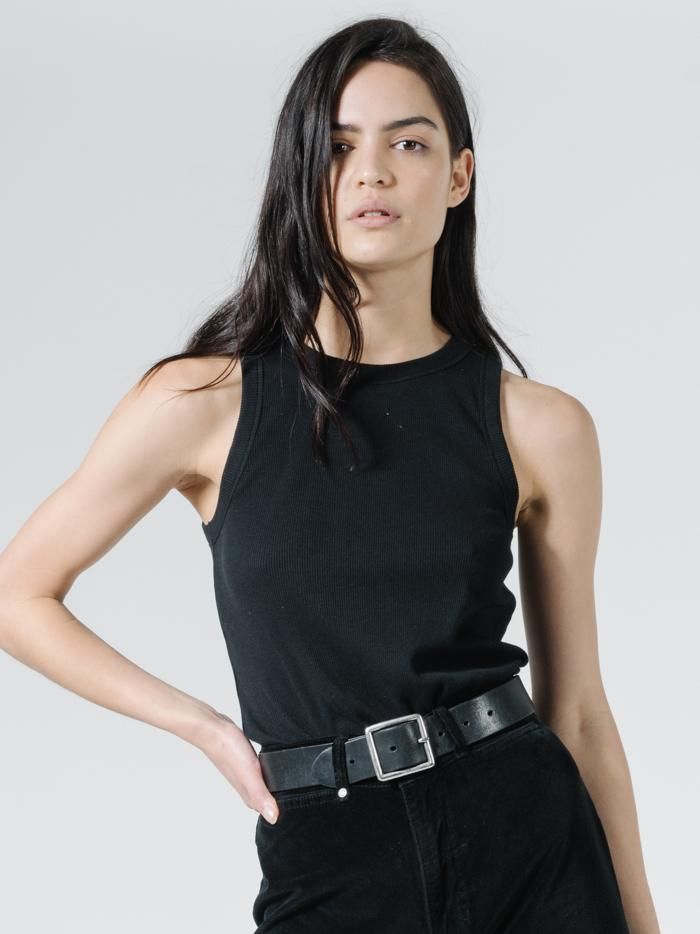 Amity Rib Tank - Black sold by Thrills