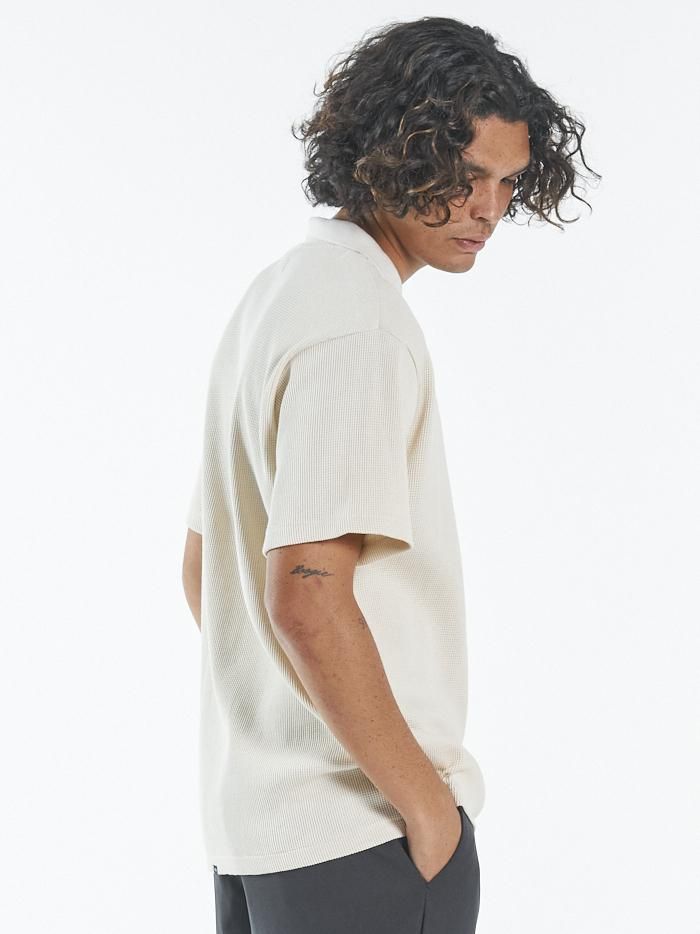 Waffle 3 Quarter Zip Polo - Unbleached sold by Thrills product image thumbnail 2