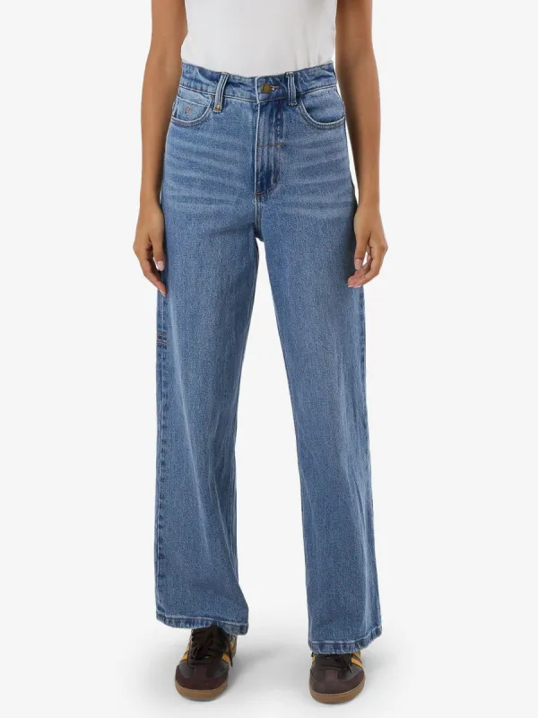 Holly High Rise Stretch Wide Jean - Dark Dust Blue sold by Thrills