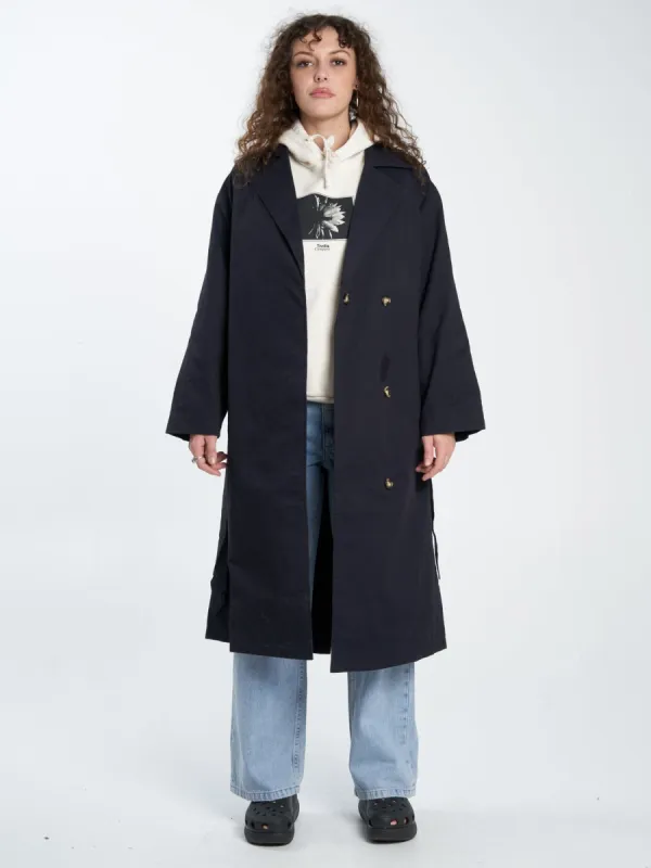 Adrianna Trench Coat - Midnight Blue sold by Thrills