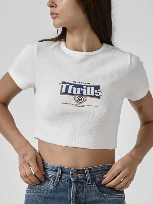 King Of Thrills Baby Crop Tee - Dirty White sold by Thrills