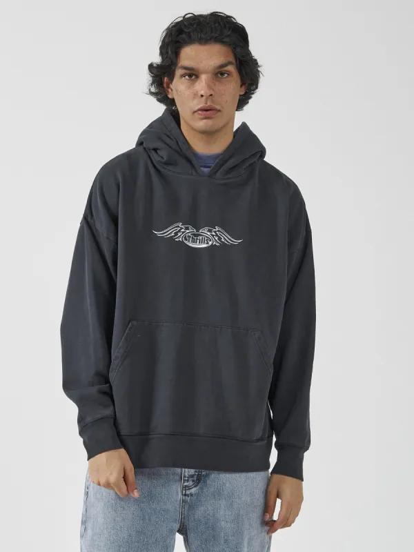 Wings Of Glory Slouch Pull On Hood - Twilight Black sold by Thrills