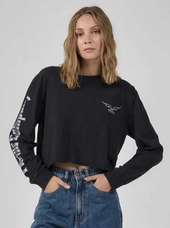 Iron Eagle LS Merch Super Crop Tee - Twilight Black sold by Thrills