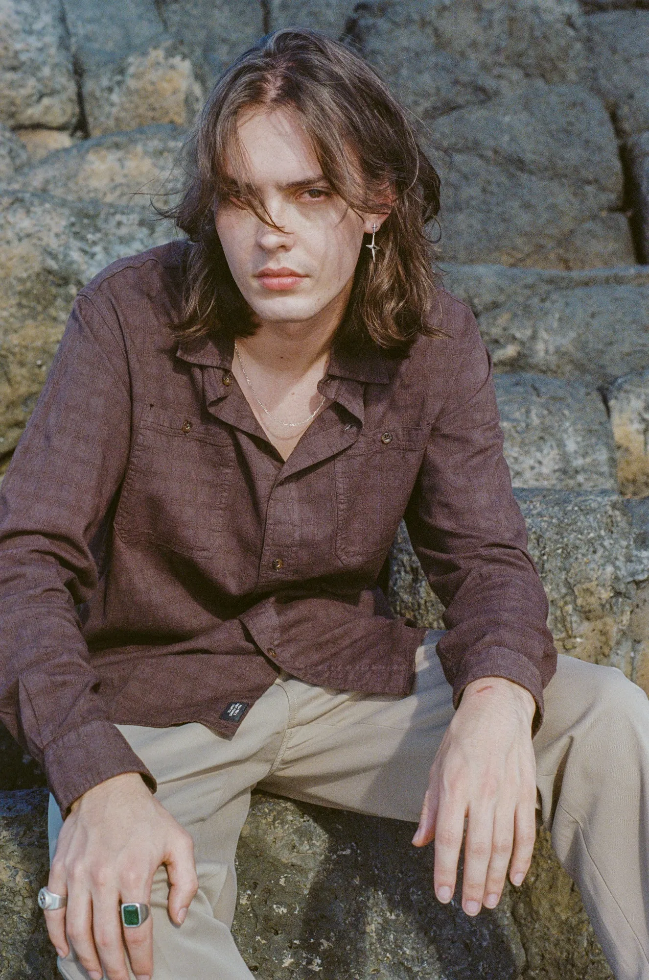 Disruption Jacquard Check Long Sleeve Shirt - Postal Brown sold by Thrills product image thumbnail 5