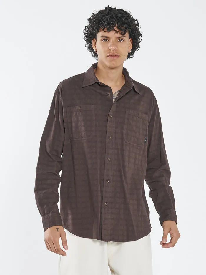 Disruption Jacquard Check Long Sleeve Shirt - Postal Brown sold by Thrills product image thumbnail 3