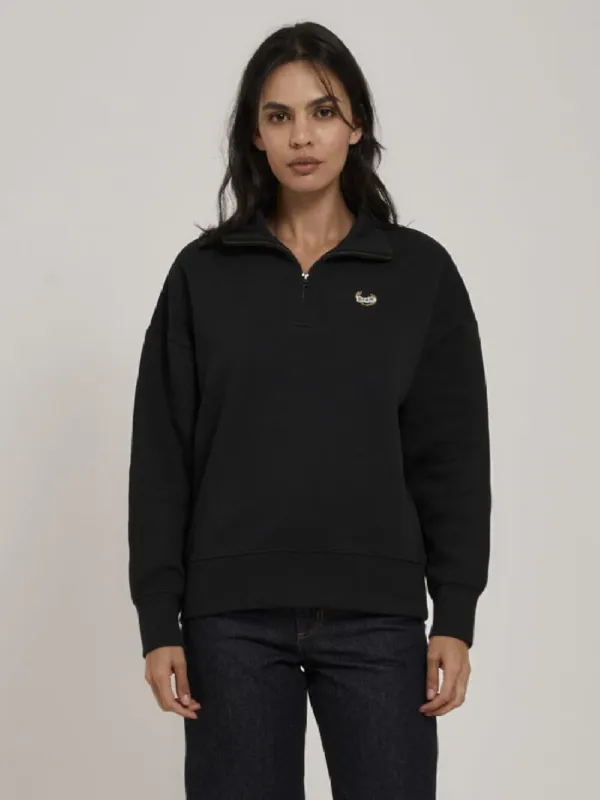 Animal House Quarter Zip Pullover - Washed Black sold by Thrills