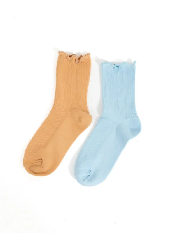 Inverse 2 Pack Sock - Clear Blue/Apricot sold by Thrills