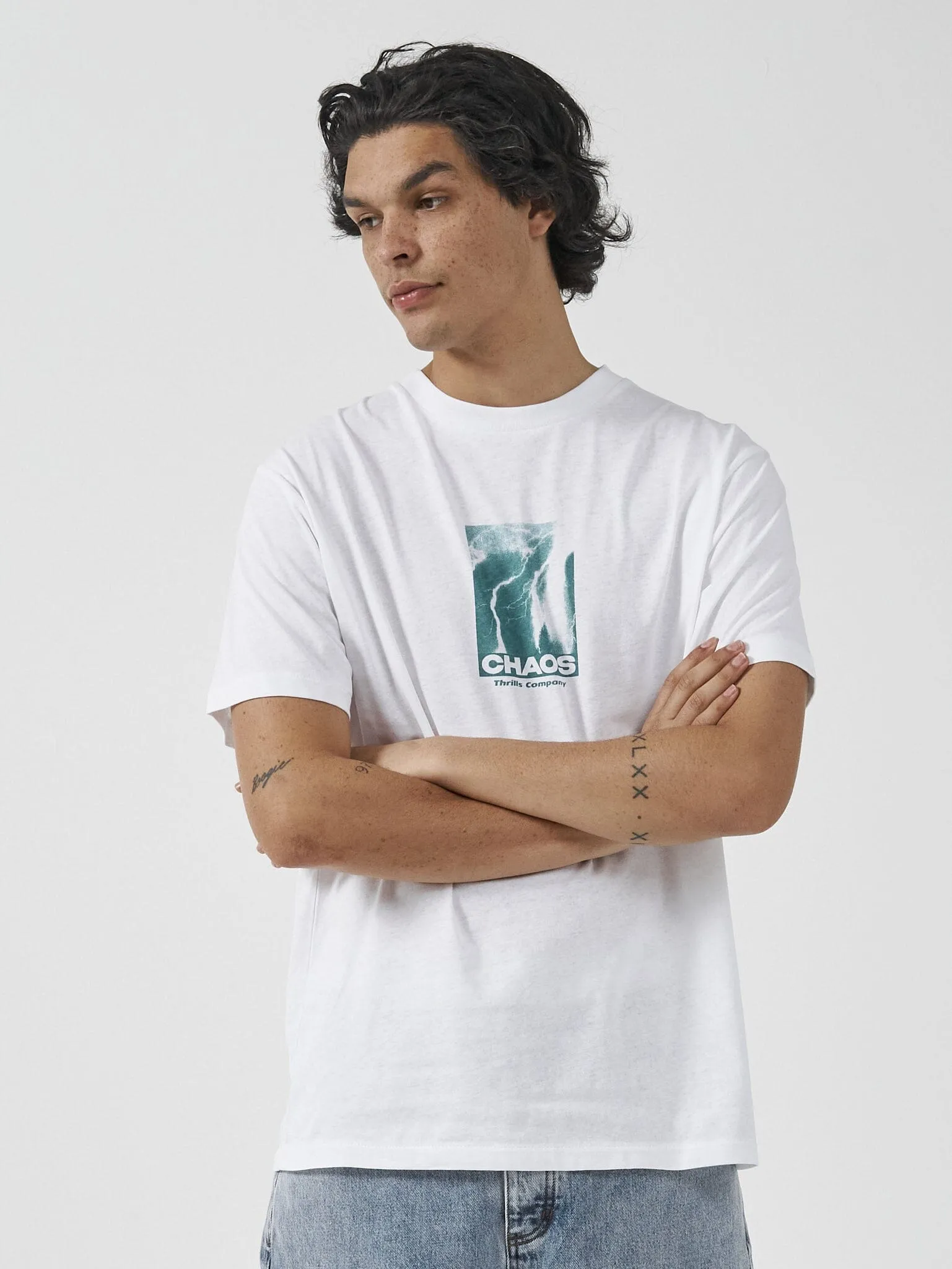 Electric Chaos Merch Fit Tee - White sold by Thrills product image thumbnail 3