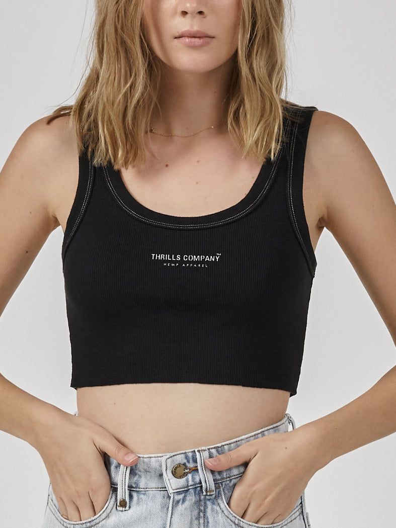 Hemp Thrills Company Retro Crop Tank - Black sold by Thrills product image thumbnail 4
