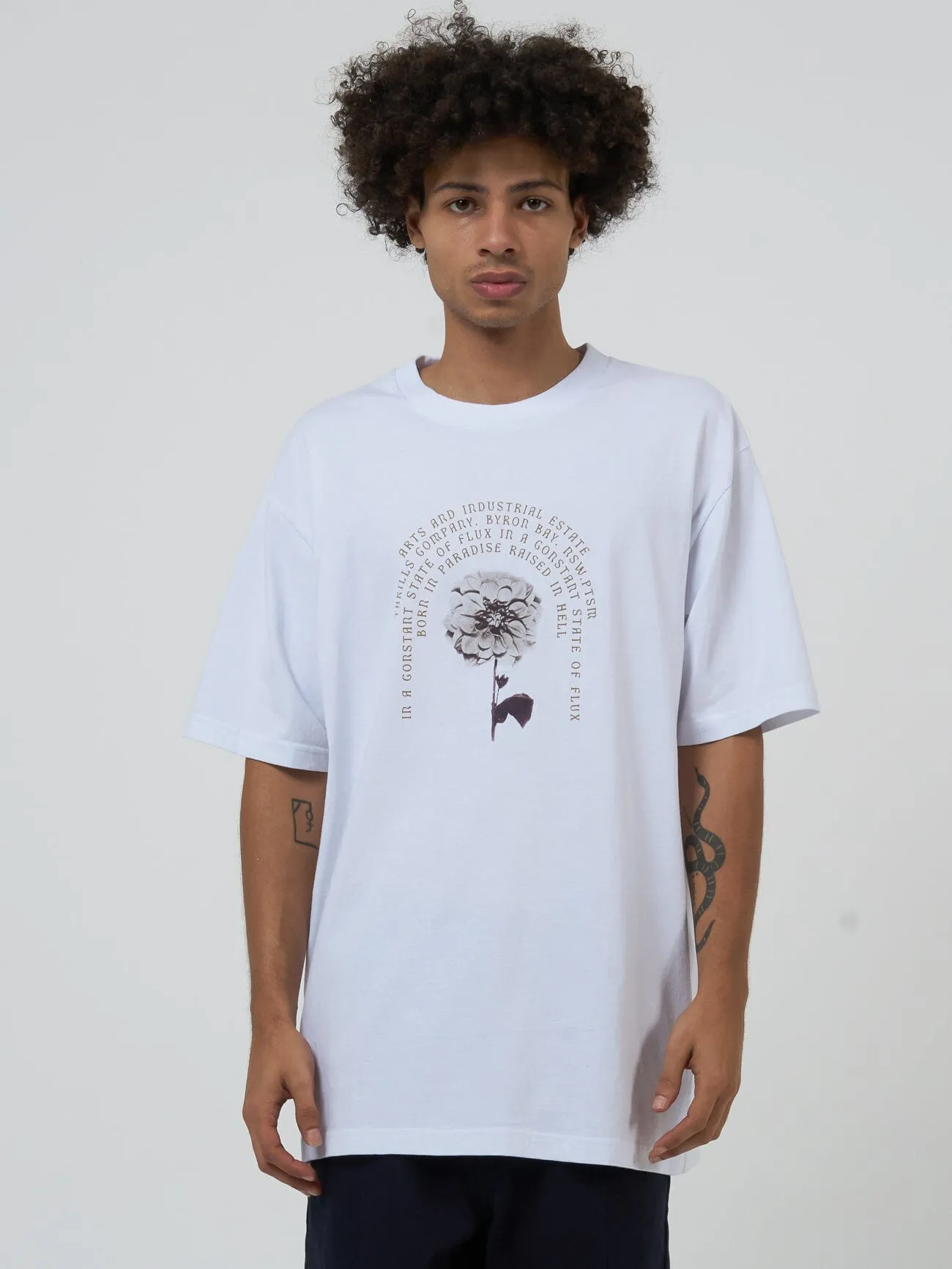 Flux Arc Oversize Fit Tee - White sold by Thrills