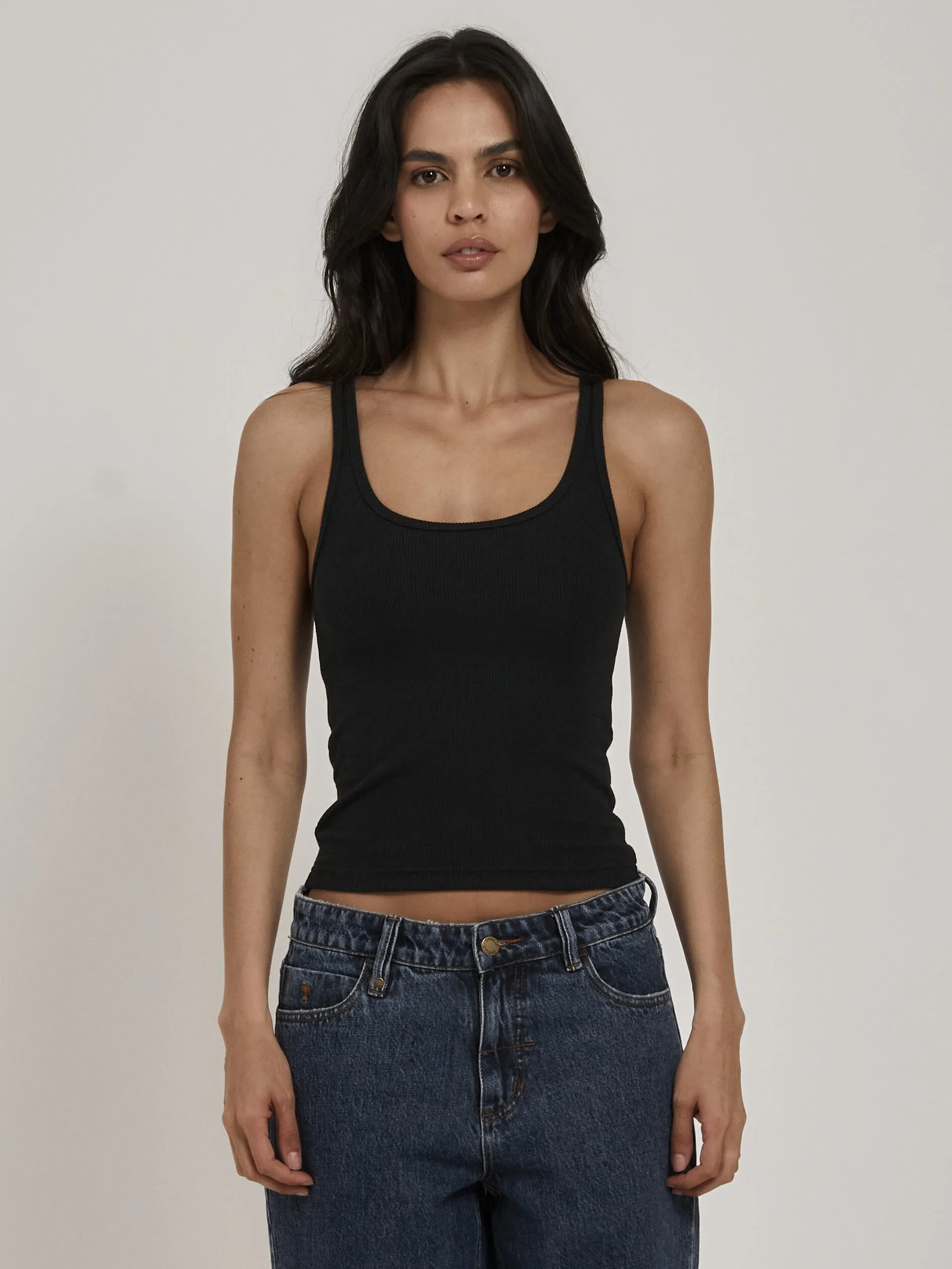 Elle Plunge Tank - Black sold by Thrills