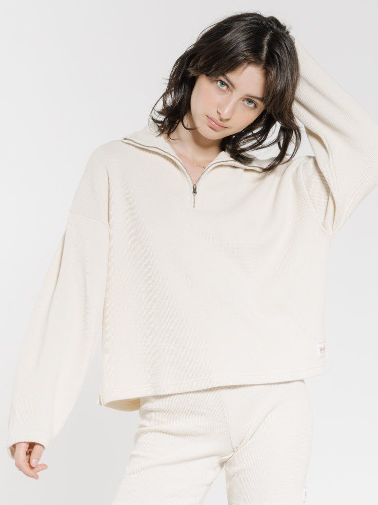 Hiatus 3/4 Zip Pullover - Unbleached sold by Thrills