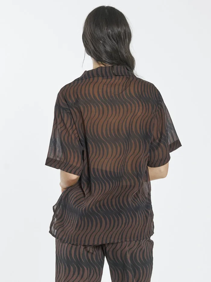 Paradise on Repeat Bowling Shirt - Washed Cocoa sold by Thrills product image thumbnail 2