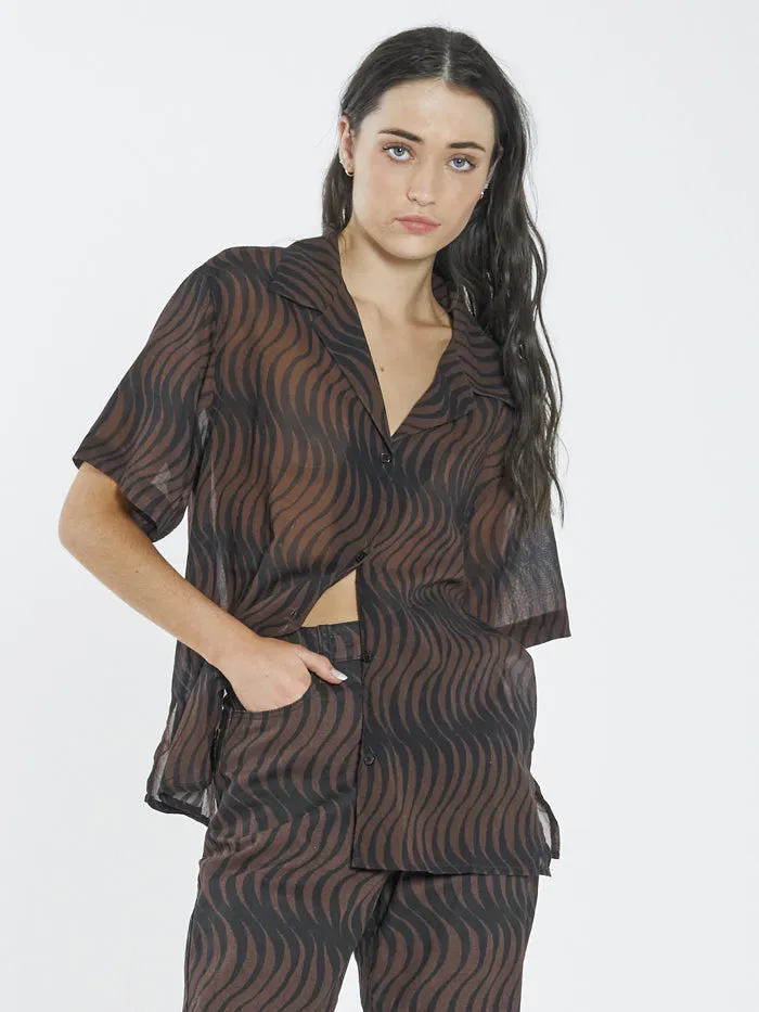 Paradise on Repeat Bowling Shirt - Washed Cocoa sold by Thrills product image thumbnail 5