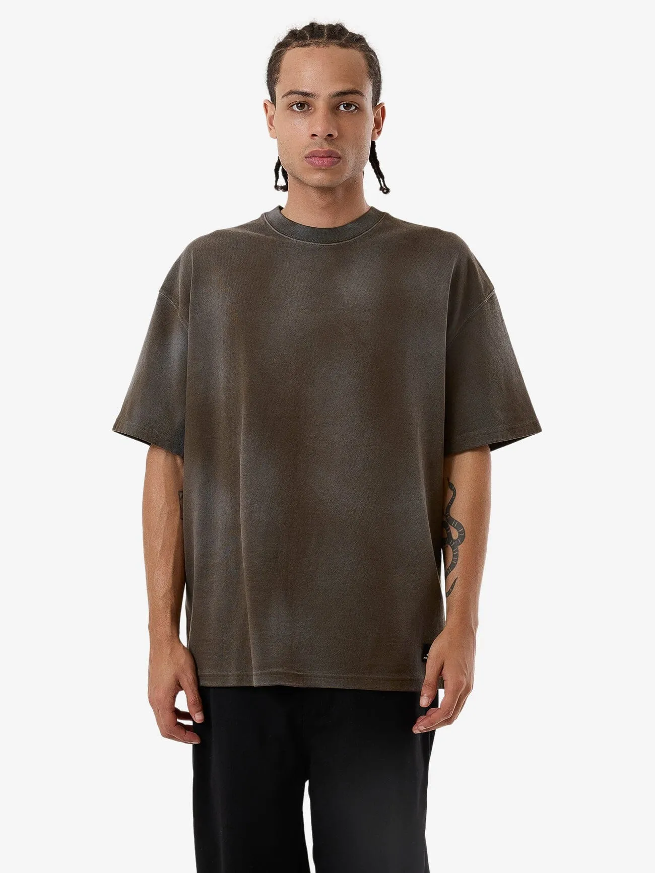 Cortex Worn Box Fit Oversize Tee - Faded Tarmac sold by Thrills