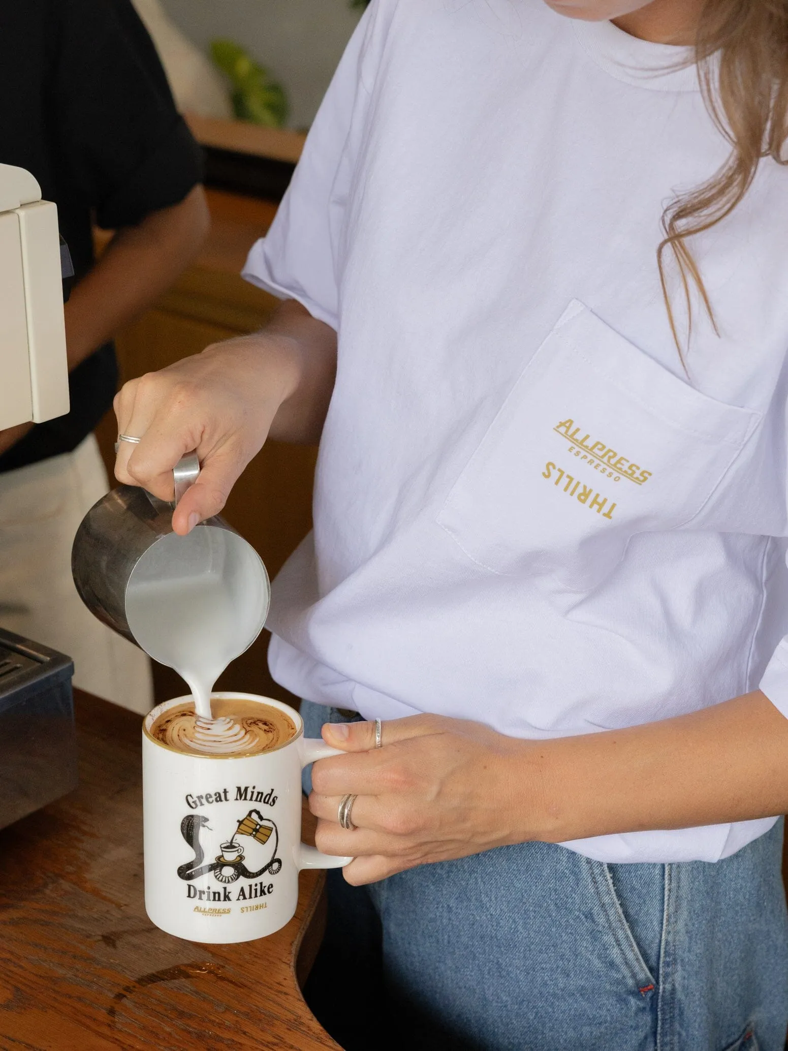 Allpress X Thrills Great Minds Drink Alike Oversize Pocket Tee - White sold by Thrills product image thumbnail 2